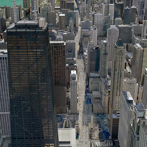 PLW Model of downtown chicago viewed from above