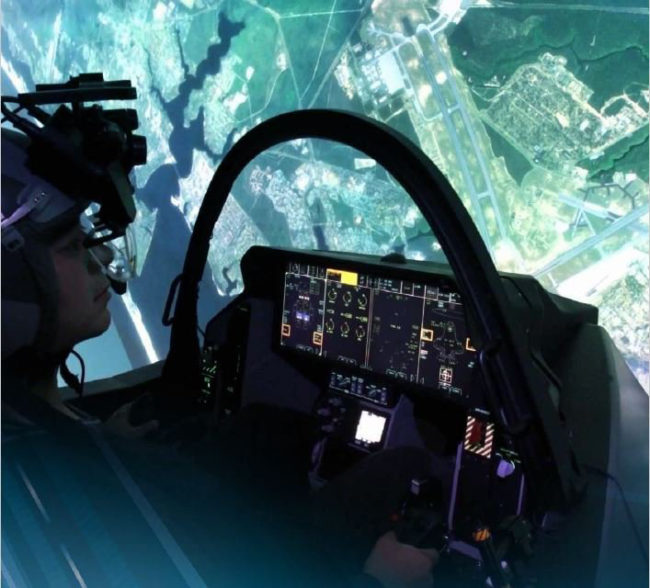 pilot using simulator with PLW Modelworks 3D model data